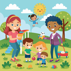 cartoon boy child children vector kids family