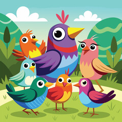 bird cartoon vector animal illustration cute