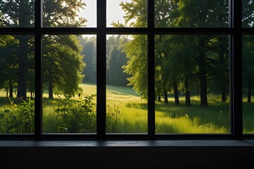 Open window overlooking nature Generative AI

