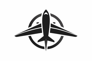 A minimalist Travel logo vector art illustration with a plane icon logo, featuring a modern stylish shape with an underline