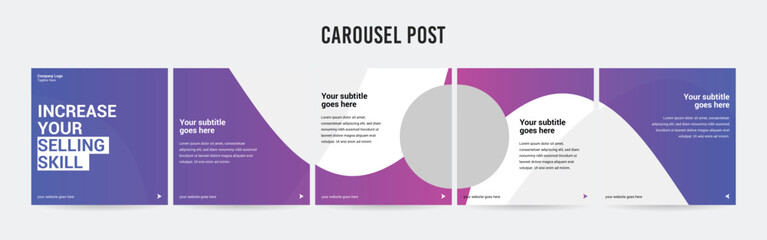 Stunning Carousel Post Template, Editable Social Media Layout Design, business Instagram & Linkedin Carousel Post, Template eps 10.	