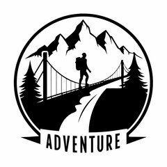 man hiking silhouette logo, silhouete hiker or logo for your community
