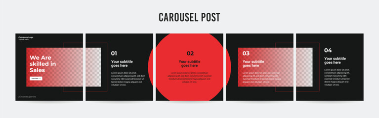 Editable Instagram Carousel Post Layout Set, Social Media Marketing microblog template design, tips & tricks LinkedIn post template, eps 10.	
