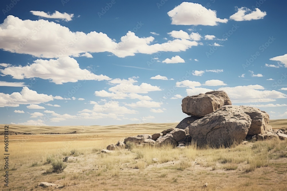 Wall mural prairie rock sky outdoors.