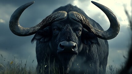 Naklejka premium African Buffalo in the Mist