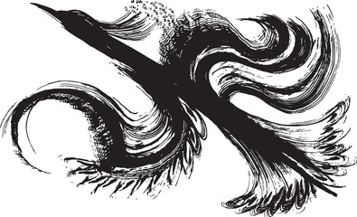 鳥　手書きの毛筆イラスト