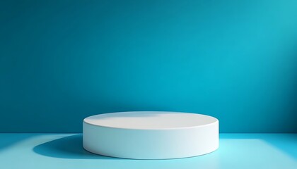 Minimalist podium for product, 3d light blue stage with product stand