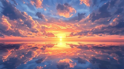 Pink and Blue Sunset with Water Reflection