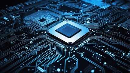 デジタルビジネスを象徴する抽象構造回路が描かれた、コンピュータ技術に最適な未来的背景