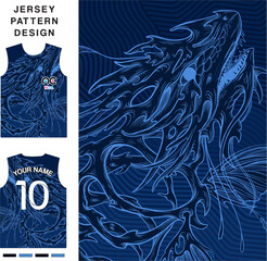 Abstract blue concept vector jersey pattern template for printing or sublimation sports uniforms football, volleyball, basketball, e-sports, cycling and fishing. Pattern jersey printing.
