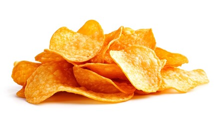 Close-up of Potato Chips on White Background