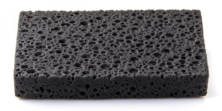 Texture of a black sponge for washing and wet cleaning plastic strands, sponge, black, surface texture