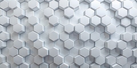 White Hexagon Pattern, Geometric, Abstract, 3D, Background, Design, Wall
