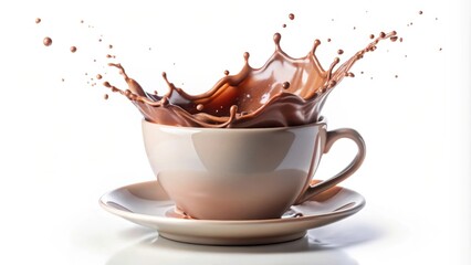 Cup with splashes of hot chocolate isolated, Hot chocolate, Cup, Splashes, Beverage, Drink, Warm, Winter, Delicious, Sweet, Cocoa
