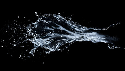 Water splash isolated on a black background.