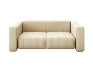Contemporary beige loveseat sofa with a minimalist design. Isolated on a transparent background.