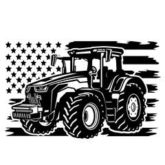 US Tractor | Skilled Driver | Land Cultivator | US Flag | Skilled Driver | Farm Vehicle | Heavy Equipment | Farming Equipment | Original Illustration | Vector and Clipart | Cutfile and Stencil