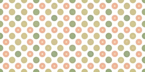 Abstract Polka Dot Pattern with Green and Peach Circles on White Background, pattern , geometric , design