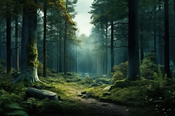 Fototapeta premium Forest landscape woodland outdoors.