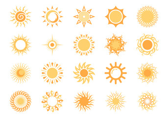 Simple Sun Vector Illustration Element Set
