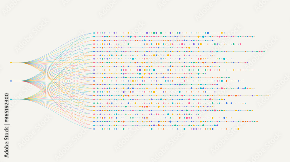 Poster big data visualization. social network, financial analysis of complex databases. data mining. vector