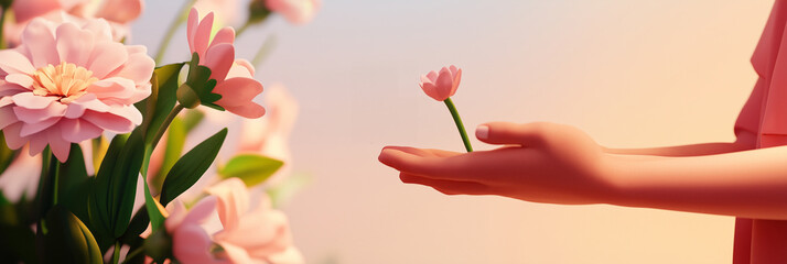 A banner for the Day of Kindness, depicting people performing acts of kindness, with space for text, ideal for promoting kindness and charitable events