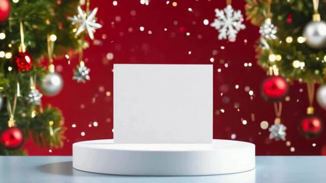 Christmas Card Mockup - Festive Greeting Card Design Template with Snowflakes and Ornaments, holiday-themed greeting card designs
