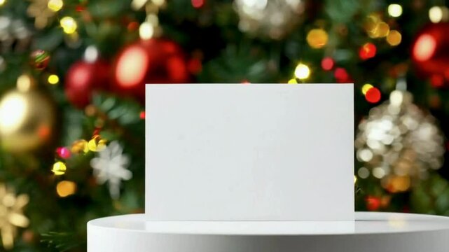 Christmas Card Mockup - Festive Greeting Card Design Template with Snowflakes and Ornaments, holiday-themed greeting card designs
