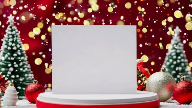 Christmas Card Mockup - Festive Greeting Card Design Template with Snowflakes and Ornaments, holiday-themed greeting card designs
