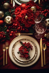 Modern dinning table christmas flower plate.