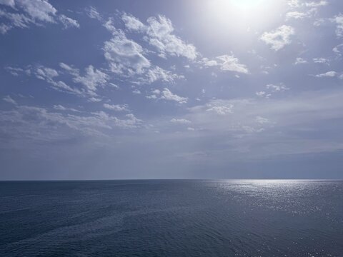 Blue ocean and sky clouds.