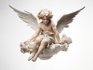 A white plaster angel statue
