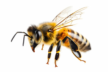 Photo of Honey Bee in Flight with Detailed Wings and Body