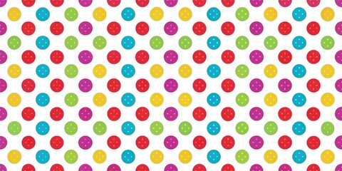 Colorful Button Pattern, White Background, Seamless Repeat, Vector Graphic, Polka Dot, Pattern Design, Digital Art