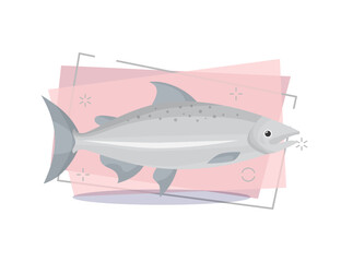 Fish illustration. Salmon, trout, fishing. Food concept. Can be used for topics like fish market, sea food, restaurant menu