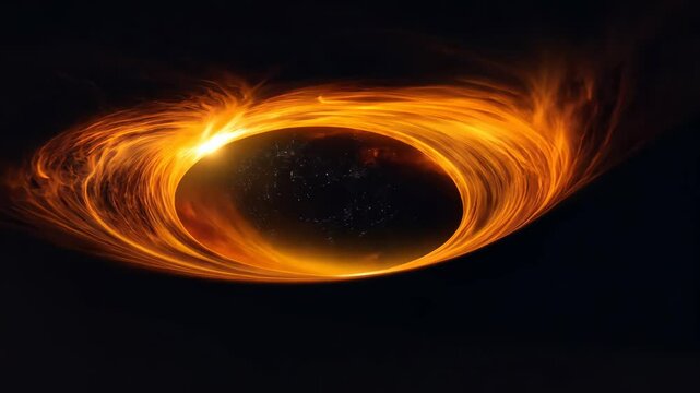 Fire orbit with black hole in space