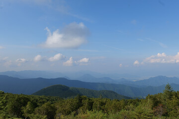 美ヶ原高原から見た山々と青空
