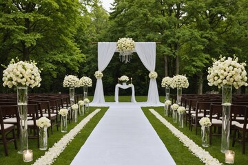 wedding ceremony flowers setup