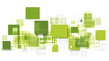 Obraz premium Abstract Green Geometric Background with Squares and Lines