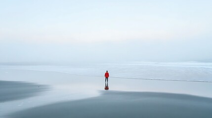 Person standing on a beach at dawn, ready to begin a new day