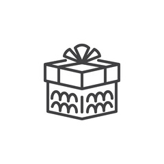 Gift Box with Ornament line icon