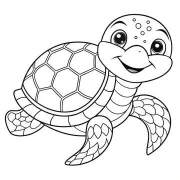 recommend clip art: Turtle coloring page Turtle cartoon vector design Turtle outline line art design 4k