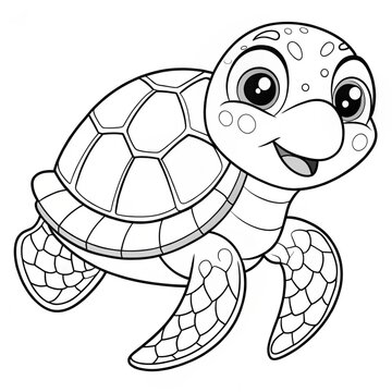 recommend clip art: Turtle coloring page Turtle cartoon vector design Turtle outline line art design 4k