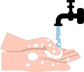 Handwashing With Soap Flat Illustration