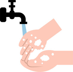 Handwashing With Soap Flat Illustration