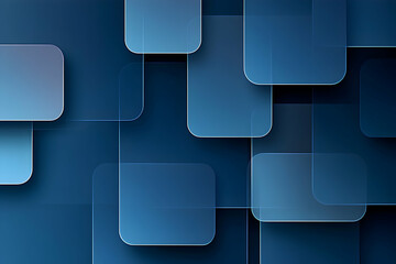 Abstract blue background with overlapping rounded rectangles.
