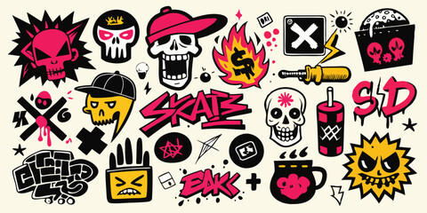 Fototapeta premium vector illustration of skull, tattoo style design