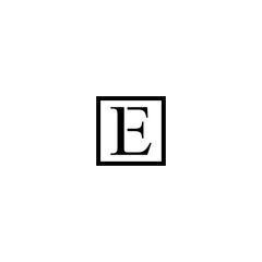 Square Monogram Letter E Logo With Thin Black Monogram Outline Contour. Modern Trendy Square Letter E Logo Design Vector Illustration.