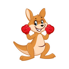 Cute cartoon kangaroo wearing boxing gloves. Sport illustration for kids.