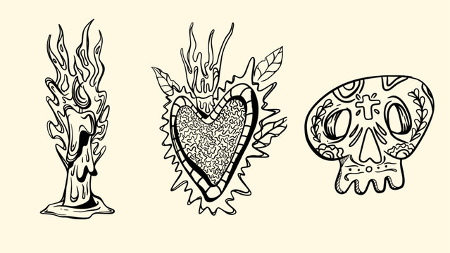 day of the dead hand drawn illustration